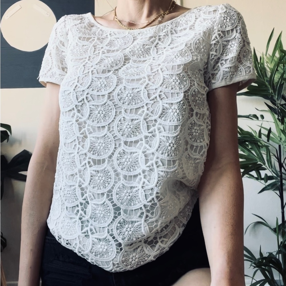 Zara Embroidered Lace Blouse | XS | White - Picture 4 of 5